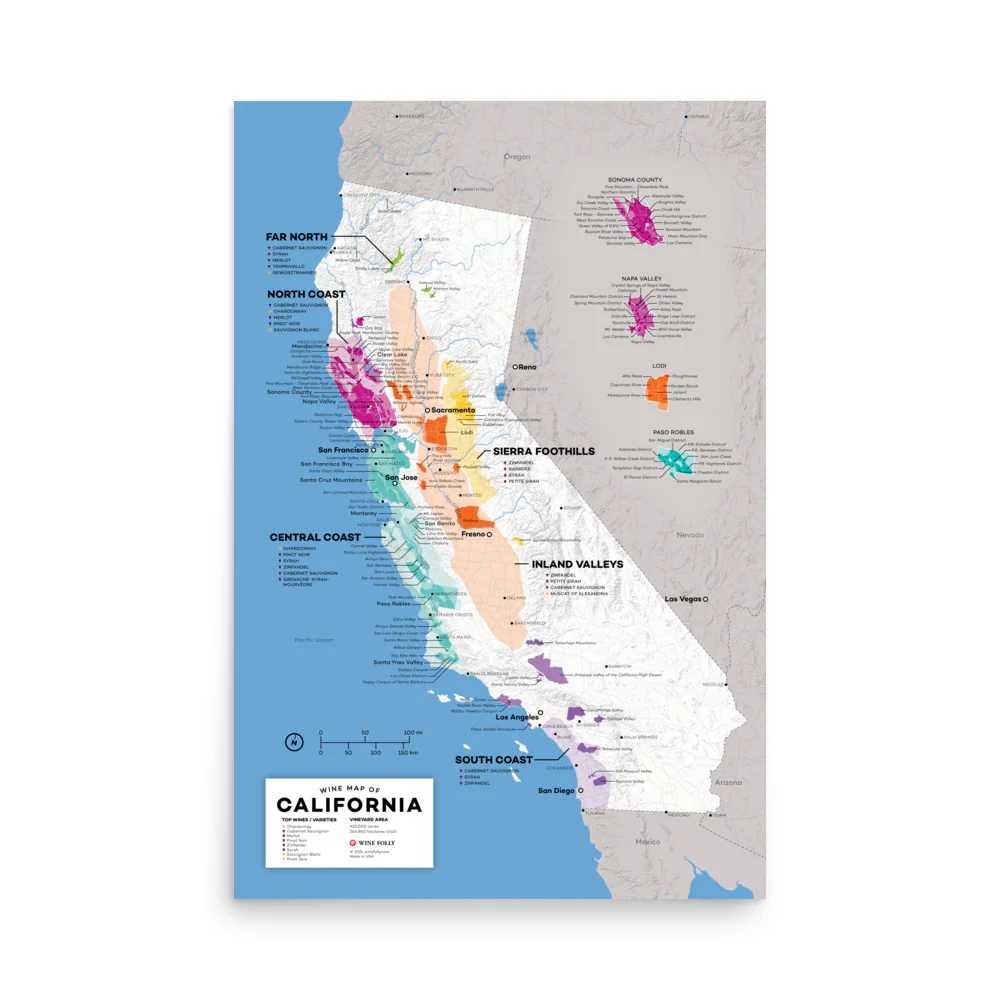 USA California XL Wine Map - 2nd Edition - Image 2