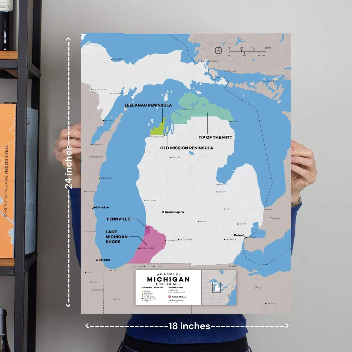 USA Michigan Wine Map - 2nd Edition